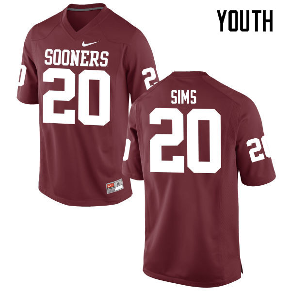 Youth Oklahoma Sooners #20 Billy Sims College Football Jerseys Game-Crimson - Click Image to Close